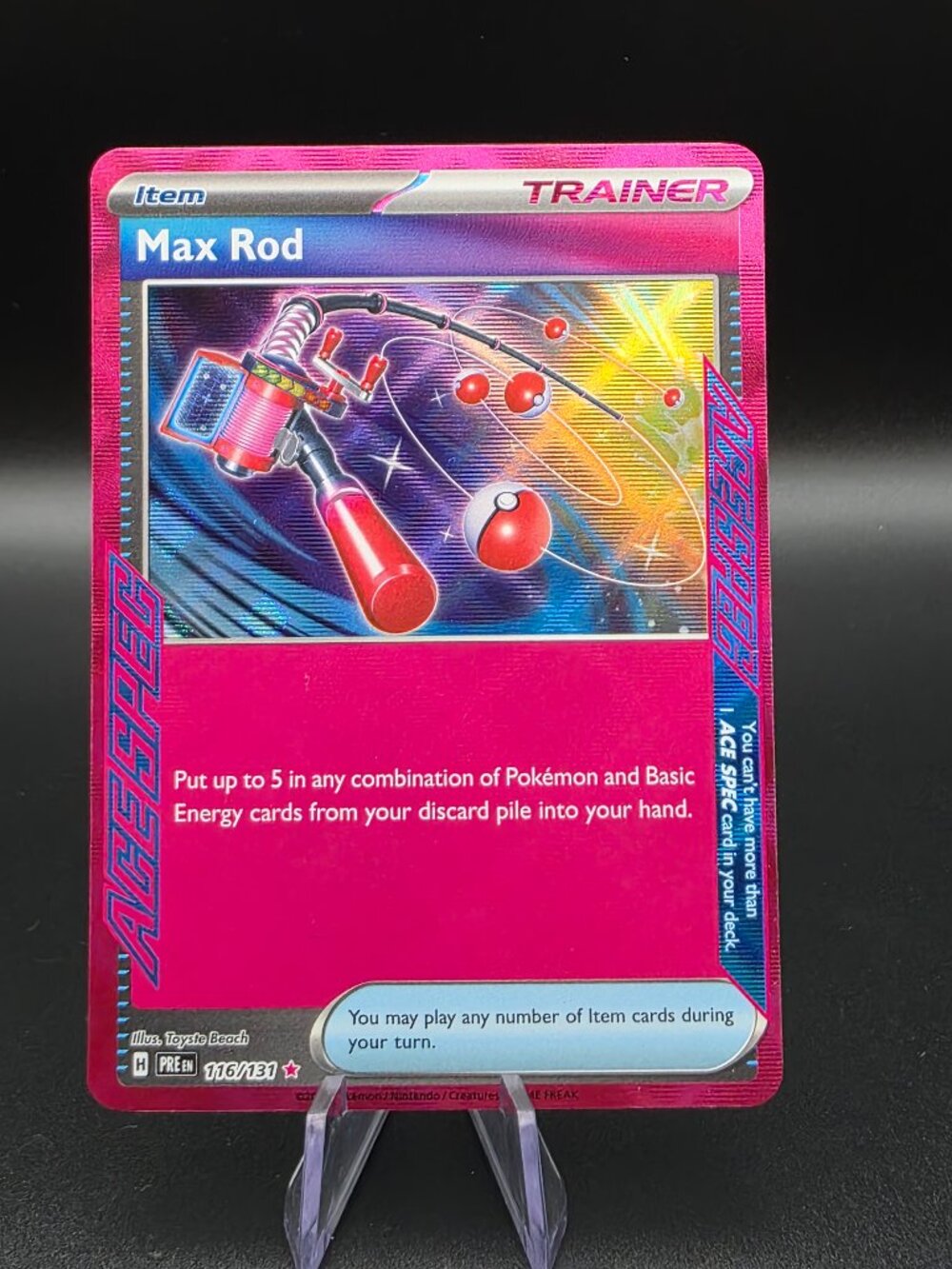 MAX ROD 116/131 HOLO ACE SPEC PRISMATIC EVOLUTIONS POKEMON NEAR MINT